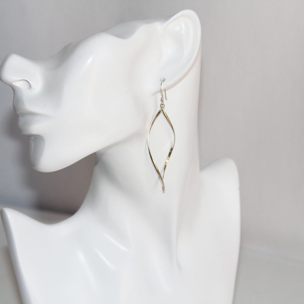 Sterling Silver Twisted Marquis Drop Earrings